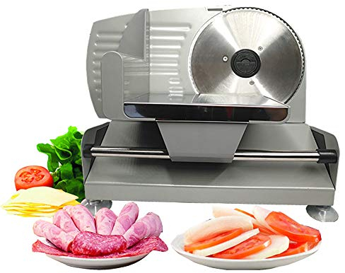 Meat slicer for home or commercial use,7.6 Inch Electric Meat Slicer, Semi Automatic Potato Chips Beef Lamb Roll Frozen Meat Cutter Hard Vegetables Bread Toast Slice Machine