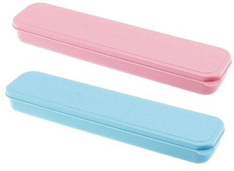 SSKHE 2 stücke Tragbare Besteck Box, Aufbewahrungsbox für Geschirr, Deckel der Aufbewahrungsbox für Löffel und Gabel für Camping Picknick Reisen Arbeiten（Rosa und Blau）