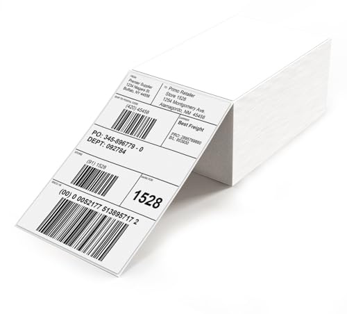YIKIADA Etichette di Spedizione Bianche 4 X 6 Pollici in Vinile Autoadesive Termiche Impermeabili con Perforazione Etichette Termiche Dirette per Ufficio, Magazzino, Casa, 500 Pezzi