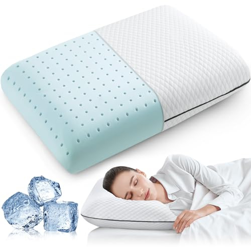VOYERO Soft Memory Foam Pillow,Gel Pillow for Sleeping,Ventilated and Breathable Cooling Pillow,Oeko-TEX & CertiPUR-US Double Certification,60x36x13cm (1 Pack)