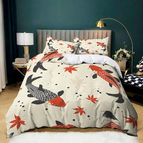 CozyRest Luxus Bettwäsche Set, 100% Mikrofaser Ahornkarpfen 135x200 cm Bettbezug, 3-teilig, Antiallergisch, Schlafkomfort für Einzelbett, Weich, Hautfreundlich