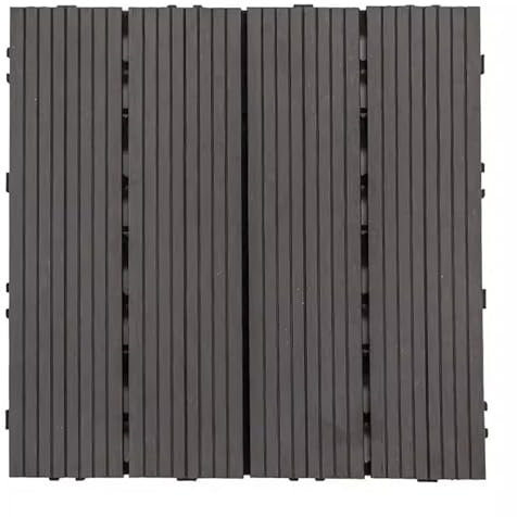 Wood Laminate Flooring Wood Tiles,Balcony Flooring Deck,Wood Plastic Interlocking Tiles,Flooring Interlocking Tiles for Indoor Outdoor(Black,6 pieces)