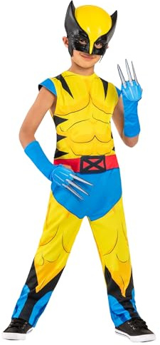 Rubies Wolverine Classic Costume per ragazzi e ragazze, Jumpsuit, guanti con lame e maschera, lupo e licenza ufficiale Marvel Deadpool 3 per Carnevale, Halloween, Cosplay, feste