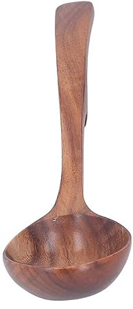 Wooden Ladle Spoon, Green Solid Wood Kitchen Utensils for Cooking and Serving Soup, Risotto, and More, Elegant Long Handle Design (Type 1)