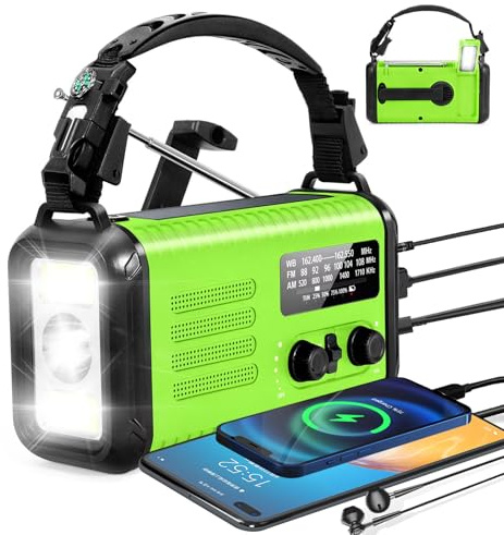 Emergency NOAA Weather Radio AM/FM, with Portable Solar/Hand Crank/USB Charging, 20000mAh/74000mWh Rechargeable Battery and Flashlight SOS Siren Lamp for Indoor/Outdoor Emergencies
