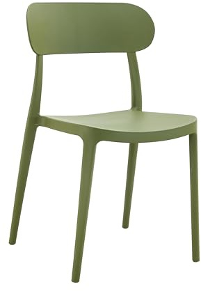 METRO Professional Silla de Jardín Gastro, Plástico/Fibra de Vidrio, Apilable, para Exterior, Verde Oliva