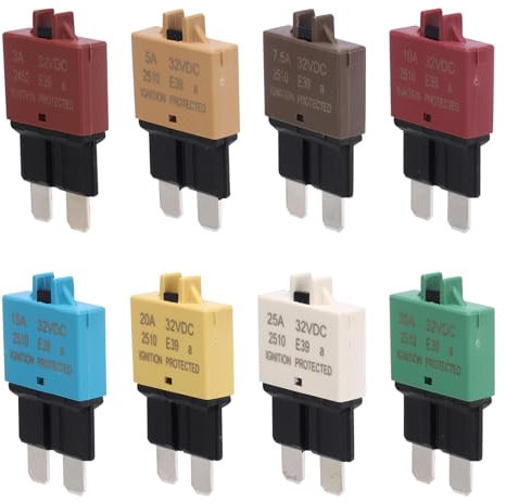 AFOERIT Circuit Breaker Blade Manual Reset Resettablle Fuse ATC Automotive Marine Boat RV Truck Car 3A 5A 7.5A 10A 15A 20A 25A 30A Mixed 32V 8 pcs Pack