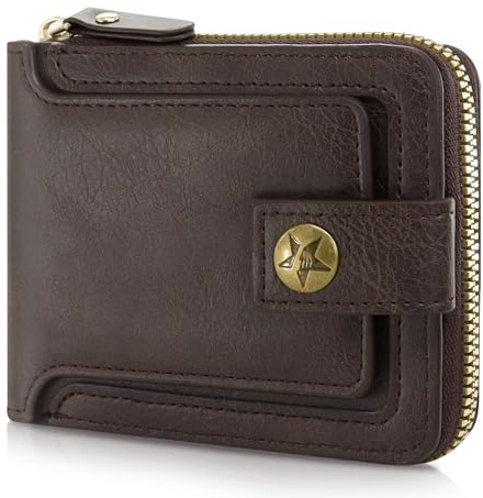 AdiStylinno Portefeuille Homme, Vintage PU Cuir Porte Carte Homme Grande Capacité Porte Monnaie avec 8 Emplacements pour Cartes Fermeture éclair