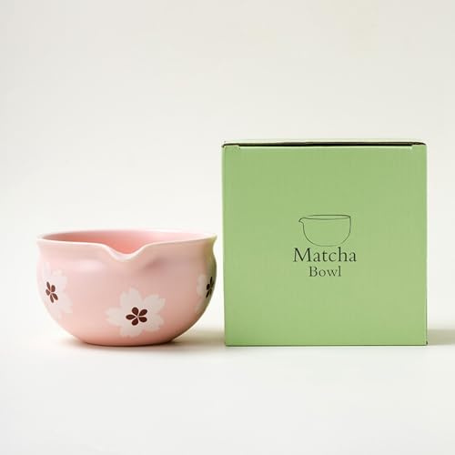 YlobdolY Bol à matcha en céramique avec bec verseur, bol traditionnel fait à la main en porcelaine émaillée pour matcha japonais, thé matcha avec coffret cadeau pour fouetter le matcha G