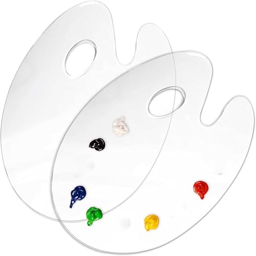 Rcbzzp 2 Stück Art Palette Mit Daumenloch, Malpalette Klare Acryl, Kunstpalette Artpalette, Antihaft Öl Farbmischpalette, für DIY Kunsthandwerk Malerei, Tonisierung (Oval)