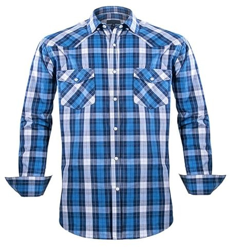 Rankitutu Chemise western pour homme avec boutons pression - Coupe droite - Manches longues - Décontractée