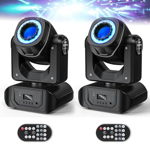 YZRDCXM 2PCS Moving Head Disco Lights,Strobe Spot LED Stage Light,Mini Stage Spot Lamp with DMX Controller, Remote Control,Dithering & Rotation Speed Adjustable,for Parties(30W)