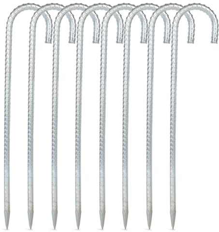 8 Pack 40.5cm Heavy Duty Tent Pegs Metal