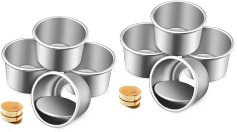 TOPPERFUN 2 Set Stampo Da Torta Tortiera Rotonda Mini Tortiere Mini Tortiera in Alluminio Numero Chiave Da Forno Forniture Per Cuocere Per Torta Lega Di Alluminio Argento 4 Pezzi * 2