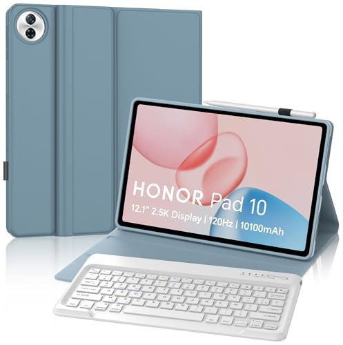 FOGARI Étui Clavier pour Honor Pad 10 WiFi Tablette 12.1 Pouces 2025 | Housse pour Honor Pad 10 2025 12.1, AZERTY Français Clavier Magnétique Bluetooth sans Fil, Bleu