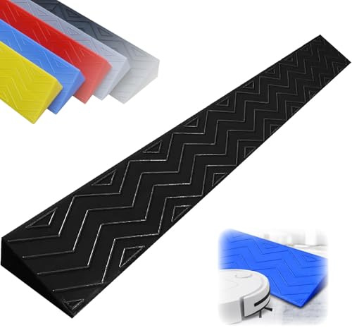 Schwarz,100x12x5.5 cm,Rampe Türschwellenrampe, Türschwellenrampen Für Rollstuhl & Rollator, Gummirampe, rutschfeste Oberfläche Schwellenrampe, Bordsteinrampe Kürzbar