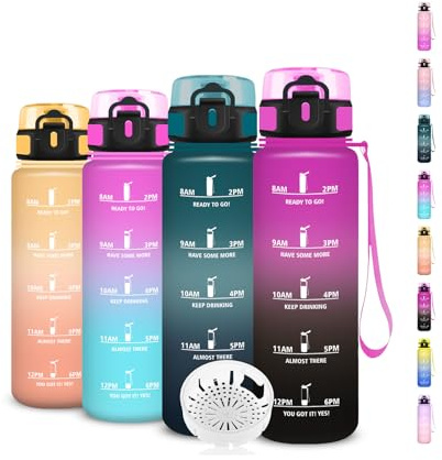 Botella Agua Niños con Filtro, Botella Agua 500ml, Fácil de Limpiar, Cantimplora Motivacional con Marca de Tiempo, Cantimplora Infantil a Prueba de Fugas, para Escuela, Viajar, Running, Gym, Niños