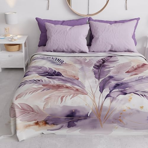 PETTI ARTIGIANI ITALIANI - Funda de sofá de Microfibra, 220 x 270 cm, Estampado de Palmeras Lilas | Multiusos para sofás, colchas y manteles | Funda Protectora Lavable
