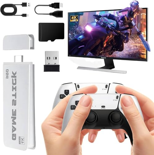 Retro Console 4K HDMI Portatile Game Stick TV Console di Gioco Integrata 20000 Giochi con Controller Wireless 2.4G, Plug and Play Console Retrò, Regalo per Natale