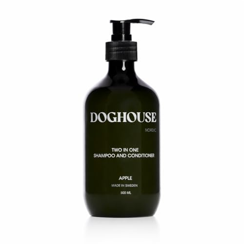 Doghouse Nordic 2-in-1 Hundeshampoo und Spülung – 500ml Apfel: Mildes, veganes Hundeshampoo für empfindliche Haut, beruhigendes Shampoo für weiches, glänzendes Fell und optimale Hundepflege (Apfel)