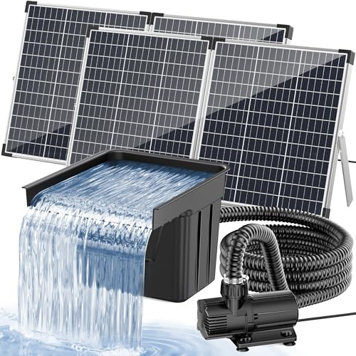 POPOSOAP 120W Solar Wasserfall Teich für Gartenteiche & Außenbachläufe