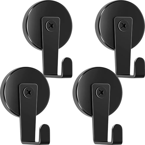 Neosmuk Ganchos magnéticos de 77 kg, soporte magnético resistente para coronas, base de tubo de acero, ganchos para puerta de crucero, color negro, paquete de 4 unidades