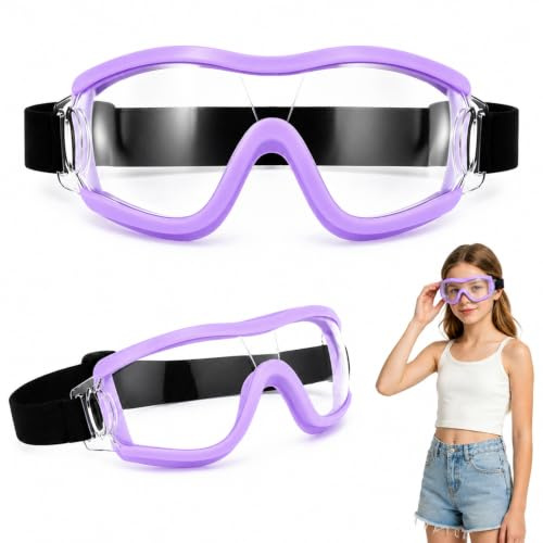 Idota Lot de 2 lunettes de protection réglables pour enfants, lunettes de moto, coupe-vent, lunettes de vélo, lunettes de protection pour laboratoire, cyclisme, jeu de tir, extérieur (violet)