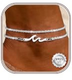 KRFY 925 Sterling Silver Anklet Bracelets for Women Silver Anklets-Rope