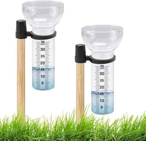 usefulbeauty Pluviometri | Set di 2 pluviometri in vetro preciso con supporto, tubo di ricambio per pluviometro, per giardino, prato, recinzione, pavimento, casa, fattoria meteo paesaggistico