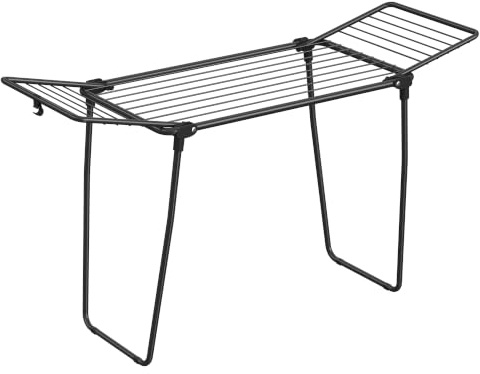 SONGMICS Wäscheständer, Standtrockner 47 x 150 x 91 cm, Flügelwäscheständer, Flügelwäschetrockner platzsparend, Metall, für Kleidung, Handtücher, tintenschwarz LLR520BH01