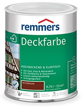 Remmers Deckfarbe rotbraun, 0,75 Liter, Deckfarbe für innen und außen, Wetterschutzfarbe viele Untergründe, hochdeckend, wetterfest