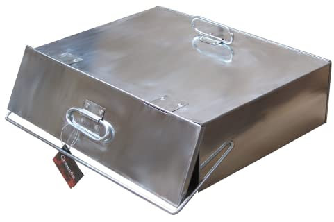 Crannog Heavy Duty Galvanised HOT ASH Carrier Metal Box Bucket Fireproof with Lid for Tidy Fireplaces, Fire Pits, Wood Burning Stoves-Hearth Accessories Fireplace Size: (43cm x 33cm x 13cm)