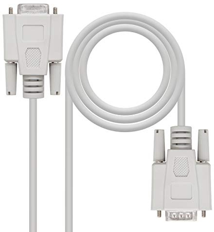 Nanocable 10.14.0503 - Serieller RS232 Kommunikationskabel, Nullmodem, DB9/M-DB9/H, männlich-weiblich, beige, 3.0 mts