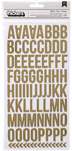 American Crafts Homemade Thickers Alpha Stickers Gilded/Gold Chipboard, 5.5 x 11-Inch, 2-Sheet