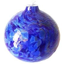 Lampara de Aceite lampara de Petroleo Redonda soplado a Boca en Color Azul Colorido diametro apro. 9 cm