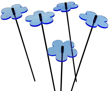 Sun Catcher Garden Decor Sonnenfänger Set aus 5 kleinen leuchtenden Blumen. Besondere Garten Dekoration für Garten, Balkon oder Terrasse, Farbe:blau