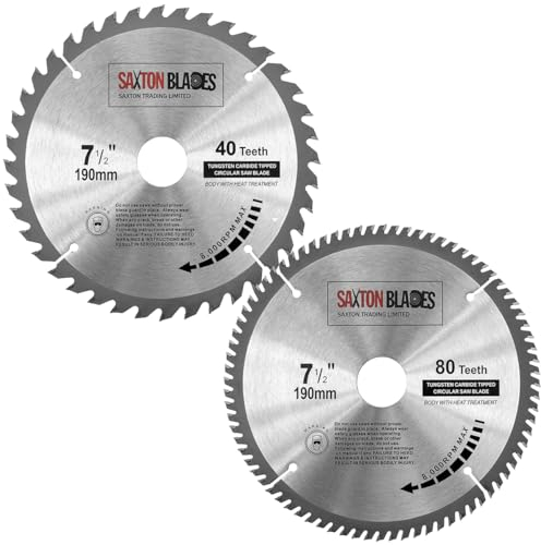 TCT190MXA 2x Saxton TCT Circular Wood Saw Blade 190mm Pack A for Bosch Makita Dewalt
