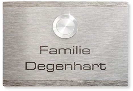 Metzler® Edelstahl Namensschild mit Tiefengravur und personalisierter Beschriftung passend für Caesar Modelle witterungsbeständig 110 x 80 mm Ersatzschild Türschild Klingelschild Gravur