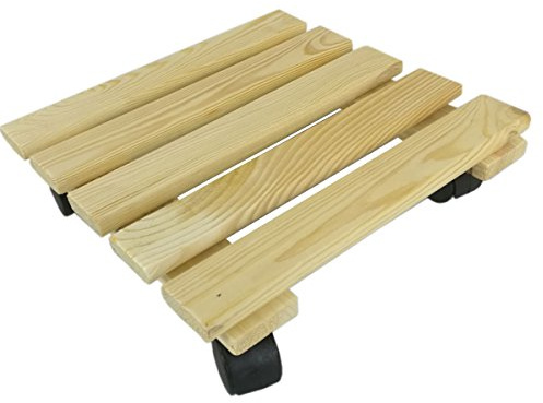STI Sottovaso con Ruote Quadrato 35x35 cm Legno Europeo impregnato Giardino Balcone