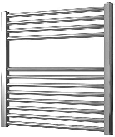 Greened House Chrome Straight Electric Heated Towel Rail 600mm wide x 600mm high Flat Bathroom Towel Radiator