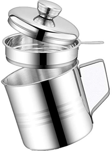 OnePine 1200ml Filtro del aceite del acero inoxidable, Filtro Aceite Oliva Cocina con 304 acero inoxidable Malla Fina Colador y Tapa