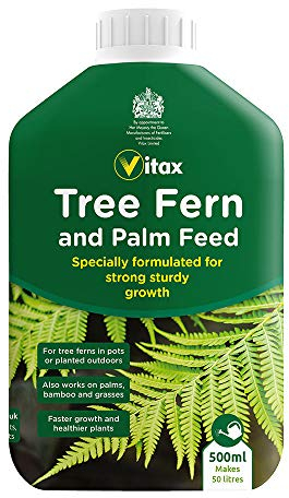 Vitax Tree Fern And Palm Feed, For Tree Ferns, Ferns, Palms And Grasses. The Perfect Balance Of Nutrients To Maximise Growth, Easy To Use, Concentrated - 500Ml Makes 50L