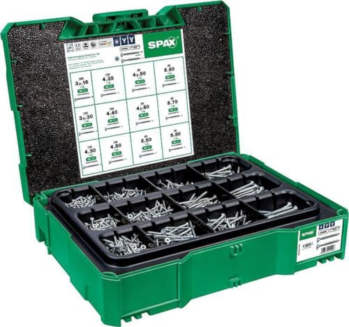 SPAX Box Systainer T-Loc - Montagekoffer mit Schrauben in 12 Abmessungen zur Aufbewahrung und Transport - Grün, 5000009172009