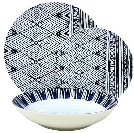 NAMAI - Servizio Piatti 6 Persone - Piatti Porcellana - Adatti in Lavastoviglie e Microonde - Piatti Colorati - Set Piatti 18 Pezzi - Set Piatti 6 Persone (ACAI)