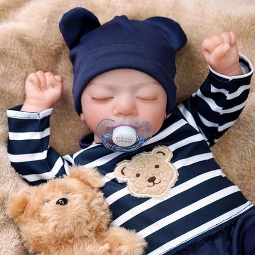 ZIYIUI Reborn Babys 18 Zoll 48cm Lebensecht Reborn Babypuppe Truly Soft Silikon Vinyl Puppen Wie echt Aussehen Neugeborene Puppe (Jungen mit geschlossenen Augen)