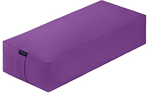Retrospec Sequoia Meditation Cushion & Yoga Bolster Pillow With Cotton Cover - Supportive 24x12x6in Rectangle for Spine Relief, Joint Support & Posture - Machine Washable With Carry Handle