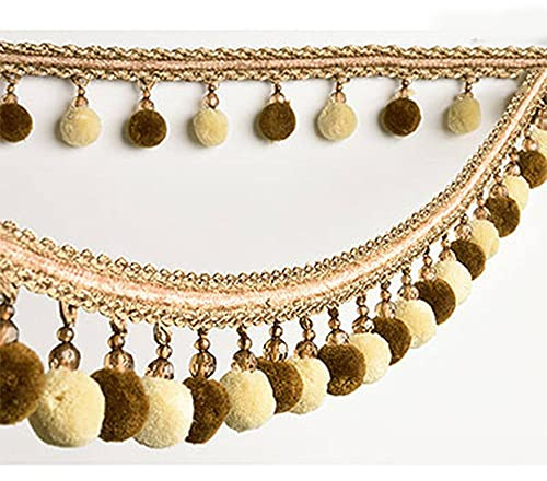 GIVBRO Pompom-Bordüre mit Quasten, Fransen, Spitze, zum Aufhängen, für Vorhänge, Heimdekoration, Kostüm-Zubehör, 1 Meter (#E)