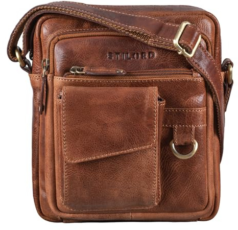 STILORD Ryan Crossbody Tasche Herren Leder Kleine Herrentasche zum Umhängen Vintage Ledertasche 9,7 Zoll iPad Tasche Messenger Bag Umhängetasche Echtleder Farbe:Napoli - braun