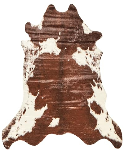 Beliani Kunstfell Teppich Kuhmuster braun/weiß Überwurf Webpelz Fellform 130 x 170 cm Bogong