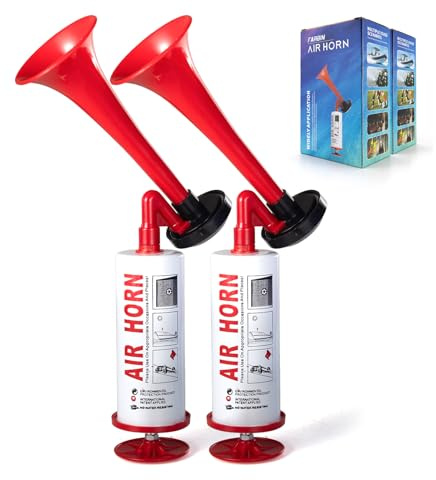 FARBIN Druckluft Fanfare Fussball Tröte Laut Gashupe Air Horn für Boot | 2 Stück, Aluminiumlegierung, extrem lauter Ton, langlebig wiederverwendbar, Lufthupe für Sport, Fußball und Feiern
